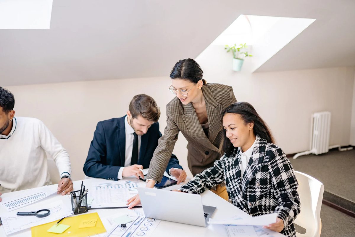 Team planning together around a meeting table